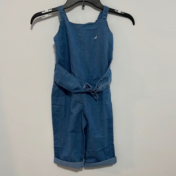 Nautica Girls Wide Leg Jumpsuit with Tie Chambray Size 4 NWT - Picture 1 of 6